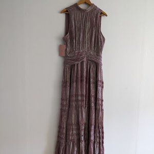 NWT BHLDN Purple Juniper Metallic Backless High-Neck Gown Size 16